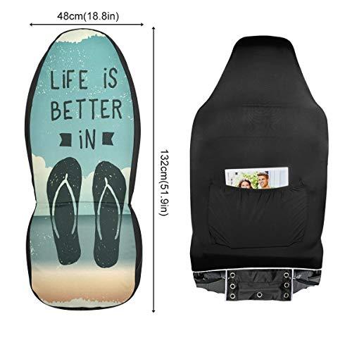 YYZZH 引用句デザイン Life is Better in Flip Flop 夏 トロピカル 海 ビーチ カーシートカバー  並行輸入品｜wid-grab｜05