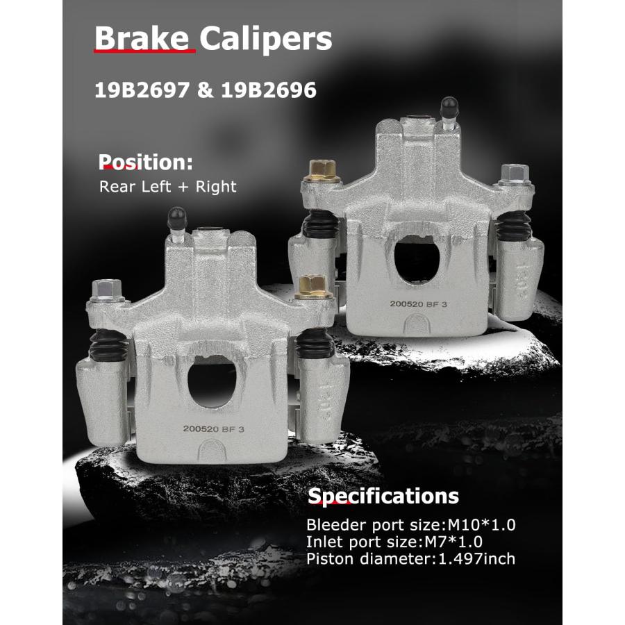 cciyu Disc Brake Caliper Rear 19B2697 19B2696 fit For 2005 2007
