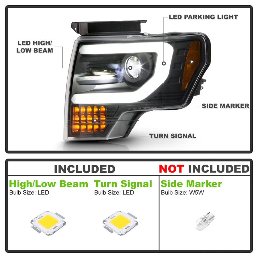【並行輸入品】ACANII [ハロゲンモデル] 2009 2014 フォード F150 [低/高LEDプロジェクター内蔵] LED ウィンカ_3