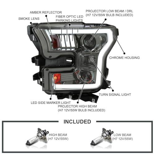 【並行輸入品】Spec D Tuning LEDライトバー スモークレンズ プロジェクターヘッドライト 2015 2017 フォード F150_7