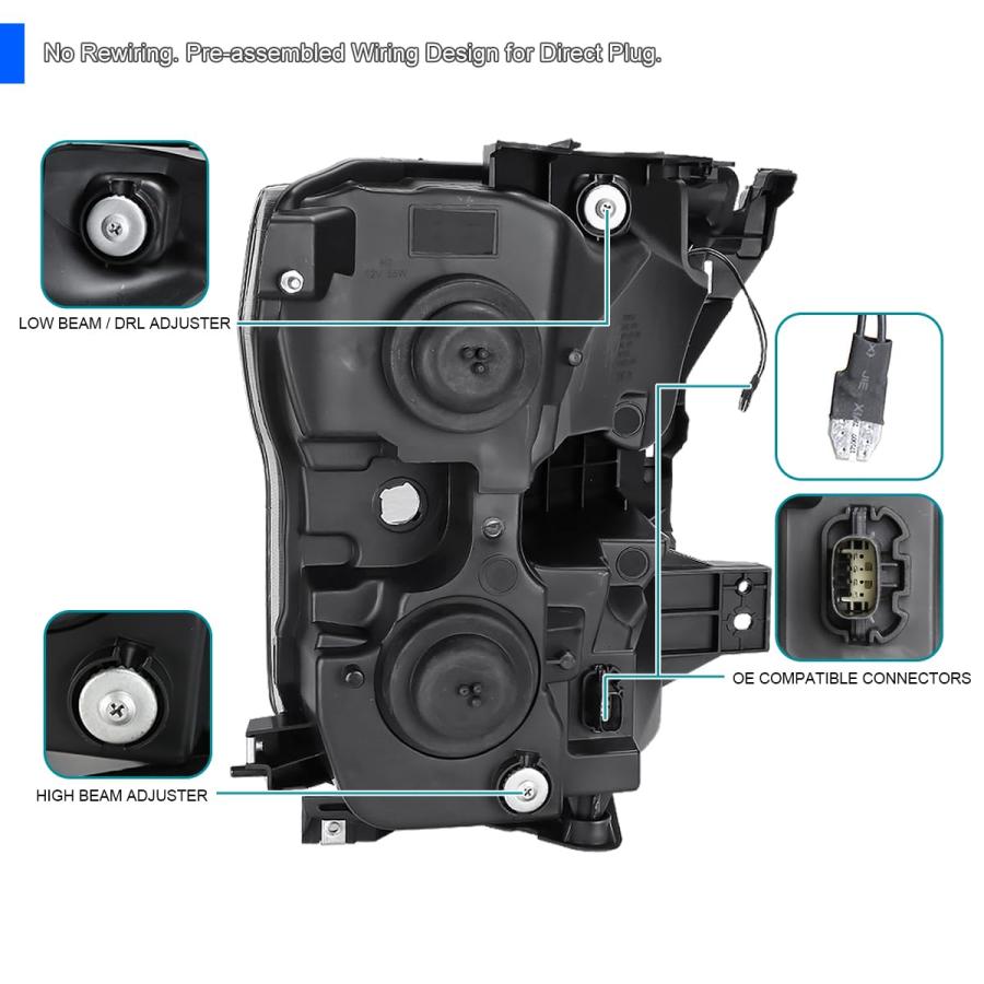 【並行輸入品】Spec D Tuning LEDライトバー スモークレンズ プロジェクターヘッドライト 2015 2017 フォード F150_9