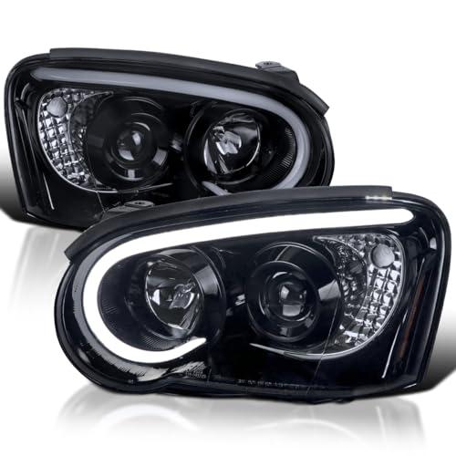 【並行輸入品】Spec D Tuning 光沢ブラックスモークプロジェクターヘッドライト LEDライトバー付き 2004 2005 スバル インの画像