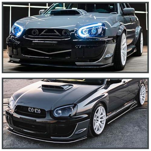 【並行輸入品】Spec D Tuning 光沢ブラックスモークプロジェクターヘッドライト LEDライトバー付き 2004 2005 スバル インの画像
