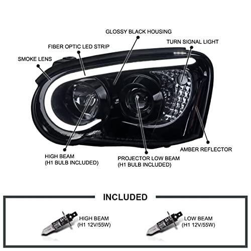 【並行輸入品】Spec D Tuning 光沢ブラックスモークプロジェクターヘッドライト LEDライトバー付き 2004 2005 スバル インの画像