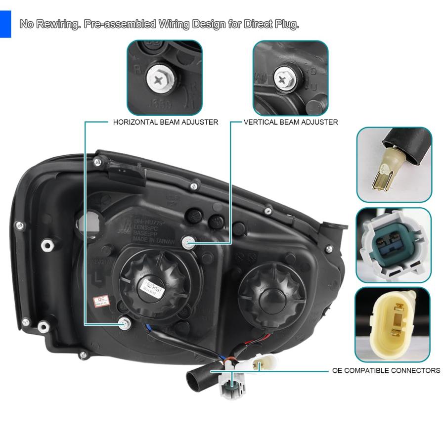 【並行輸入品】Spec D Tuning 光沢ブラックスモークプロジェクターヘッドライト LEDライトバー付き 2004 2005 スバル インの画像
