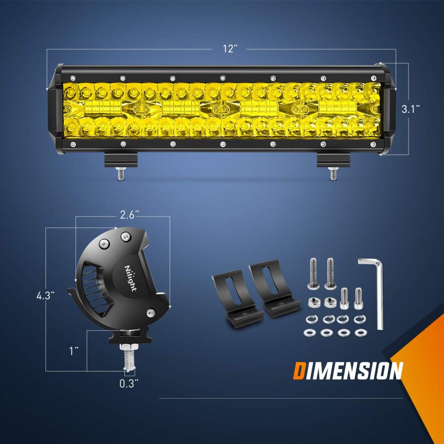 Nilight   18033C A 12 Inch 240W Amber Lights Triple Row Spot \u0026 Fl 並行輸入品_3