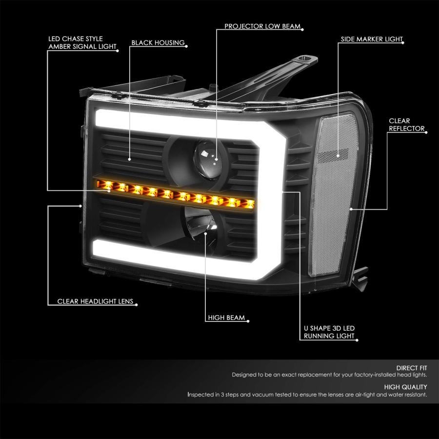 【並行輸入品】 DNA MOTORING HL LB T2 SIE07 BK CL1 Black Projector Headlight Witの画像