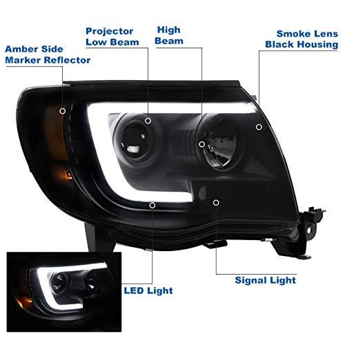 ZMAUTOPARTS LED Tube Projector Headlights Headlamps Black/Smoke  並行輸入品の画像