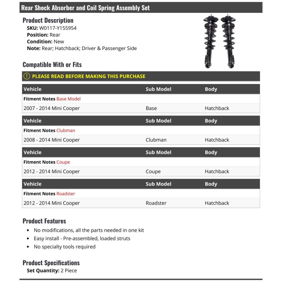 Marketplace Auto Parts   Rear Shock Absorber and Coil Spring Ass 並行輸入品の画像