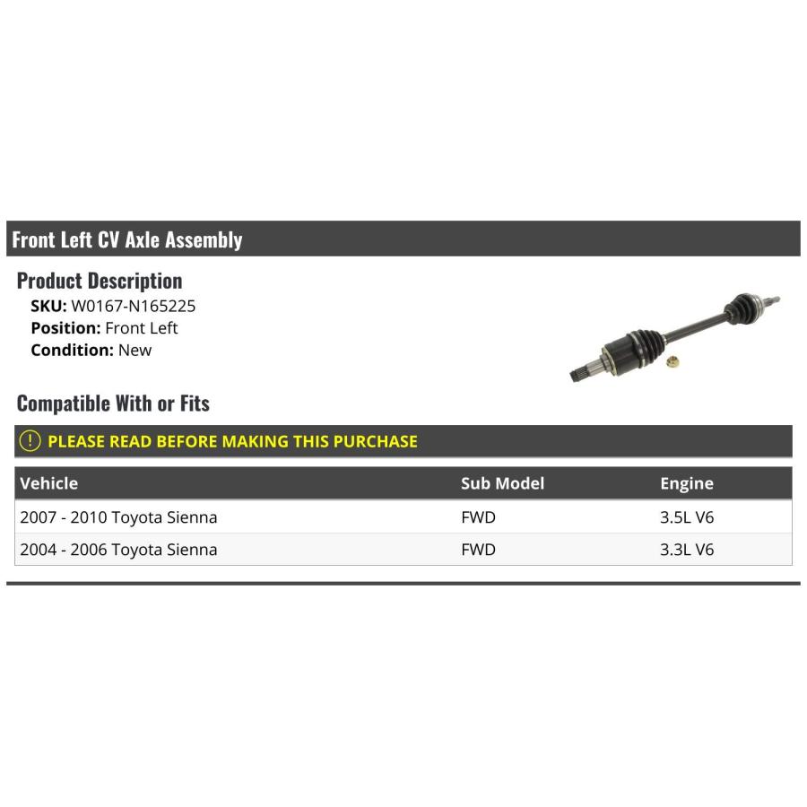 Front Left Driver Side CV Axle Assembly Compatible with 2004 2 並行輸入品_2