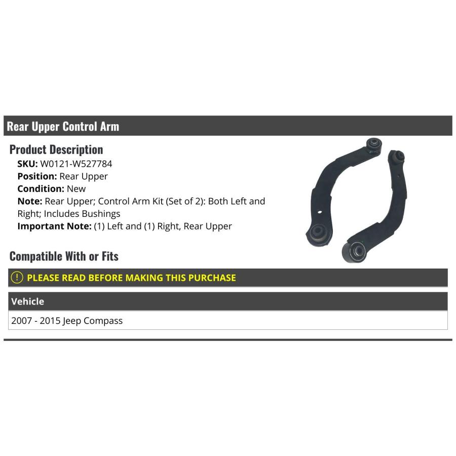 Rear Upper Control Arm Kit with Bushings (Set of 2)   Left and R 並行輸入品_2