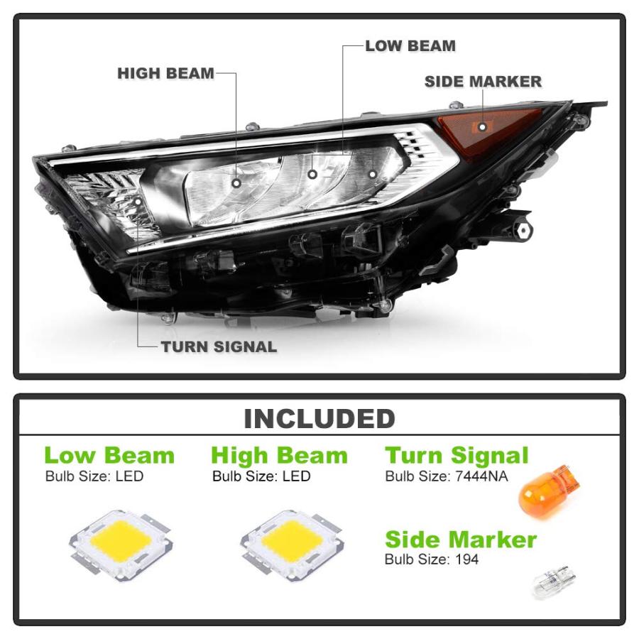 ACANII   For [Non Projector Style] 2019 2021 Toyota RAV4 w/Chrom 並行輸入品の画像