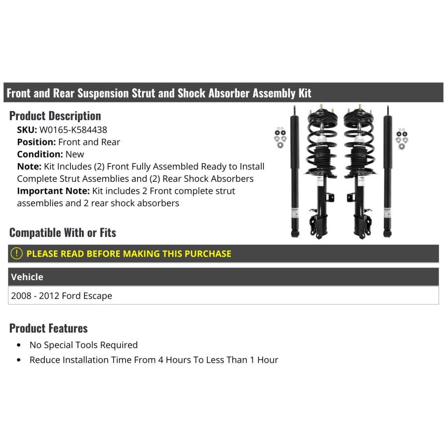 Front and Rear Suspension Strut Coil Spring and Shock Absorber A 並行輸入品_2