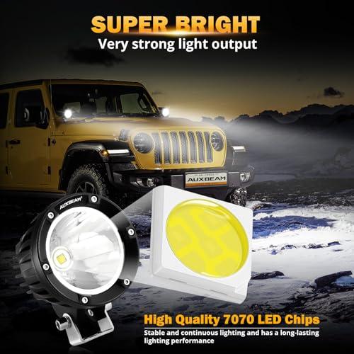 【並行輸入品】Auxbeam 4インチ 72W ラウンド LED オフロードライト、2個 7200LM スポットライトポッド 配線ハーネスキット_6