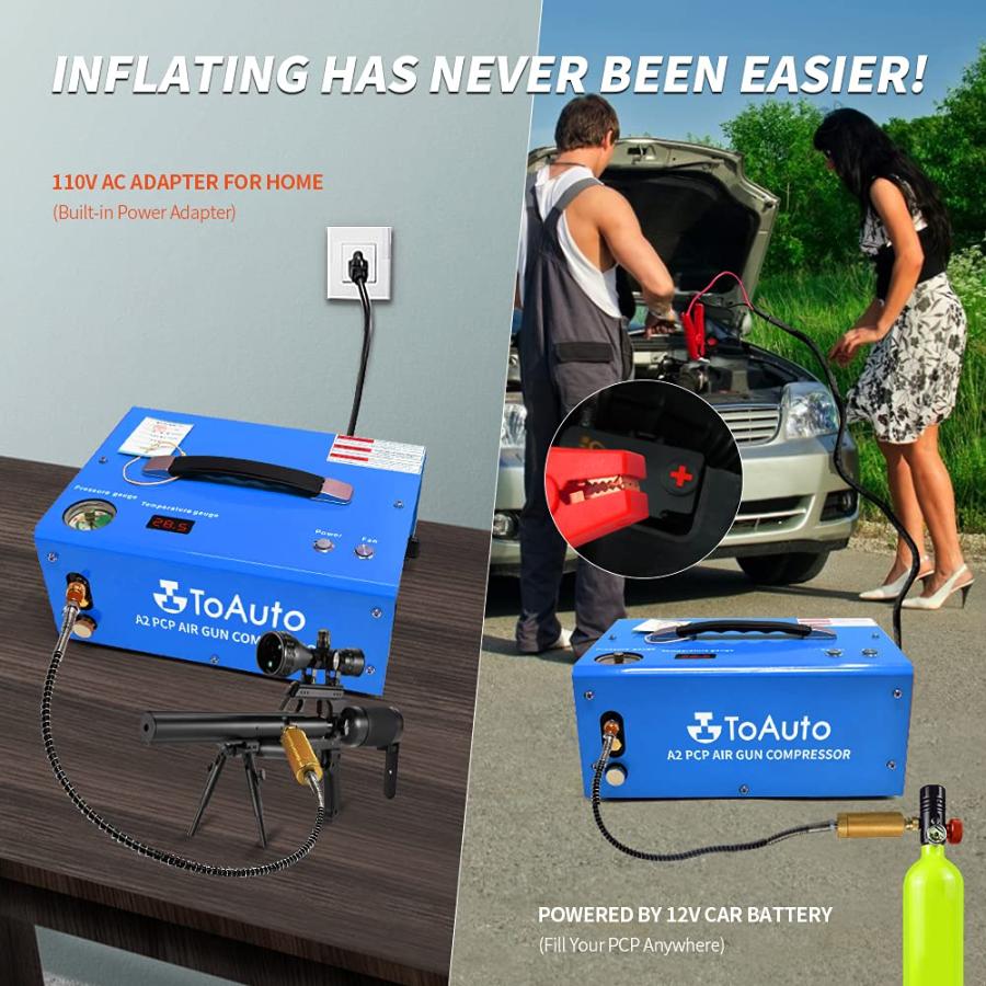 TOAUTO A2 PCP Air Compressor, Auto Stop, Portable 4500Psi/30Mpa, 並行輸入品の画像