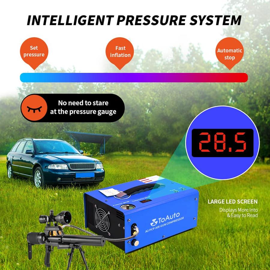 TOAUTO A2 PCP Air Compressor, Auto Stop, Portable 4500Psi/30Mpa, 並行輸入品の画像