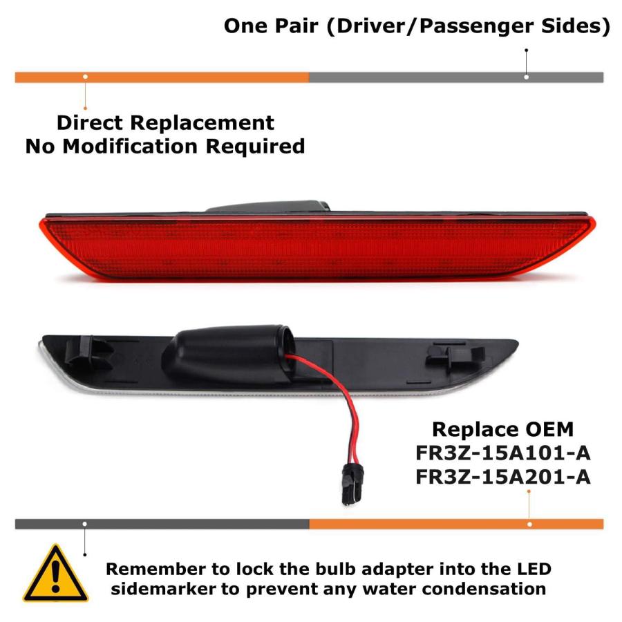 iJDMTOY Red Lens Red Full LED Rear Side Marker Light Kit Compati 並行輸入品の画像