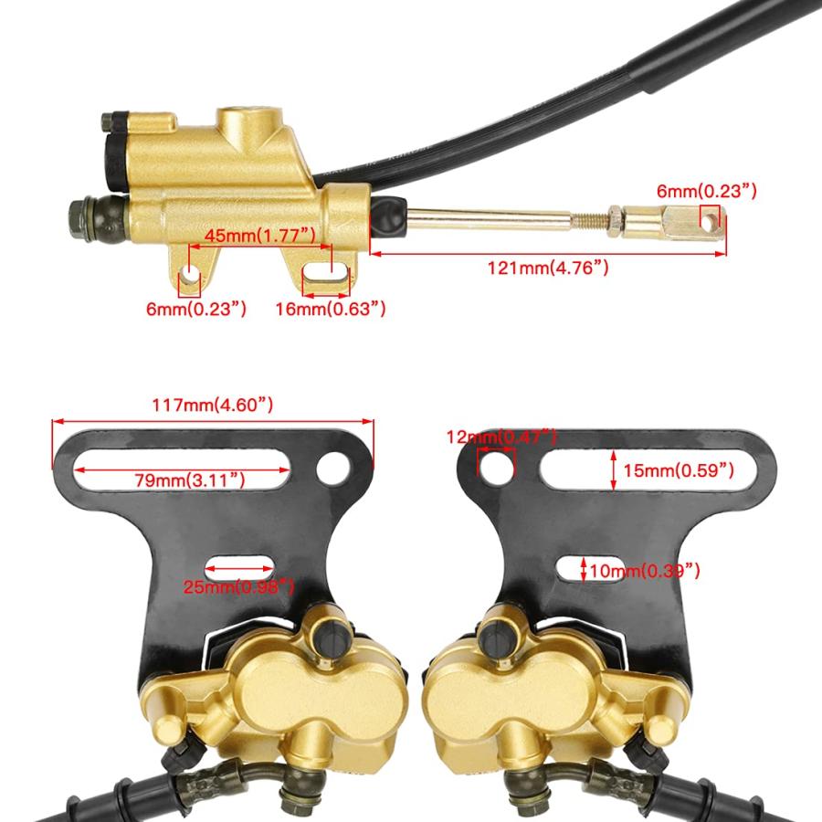 FVRITO 12mm リアディスク 油圧ブレーキマスターシリンダー キャリパー アセンブリパッド 70cc 90cc 110cc 並行輸入品の画像