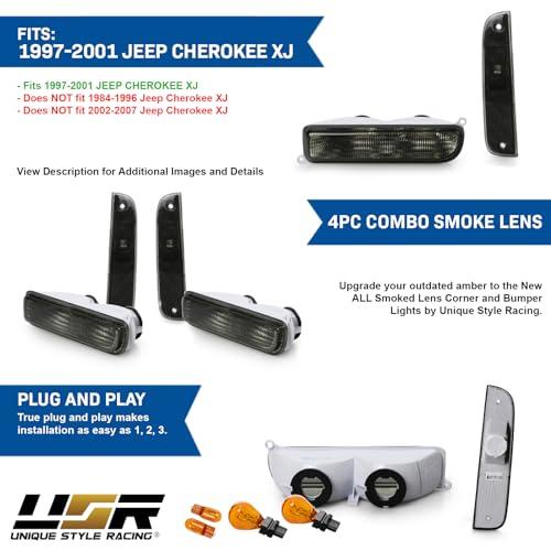 USR 97 01 XJ シグナルライト   コンボ スモークバンパーウィンカー + コーナーサイドマーカーランプセット + 4つ 並行輸入品の画像