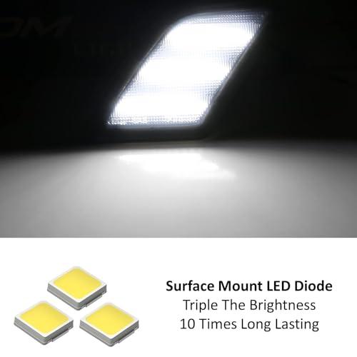 iJDMTOY Smoked Lens White Full LED Front Side Marker Light Kit C 並行輸入品の画像
