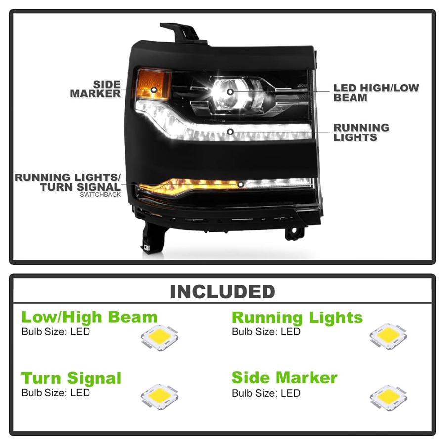 【並行輸入品】 ACANII   For [Factory LED Type] 2016 2018 Chevy Silverado 1500 Lの画像