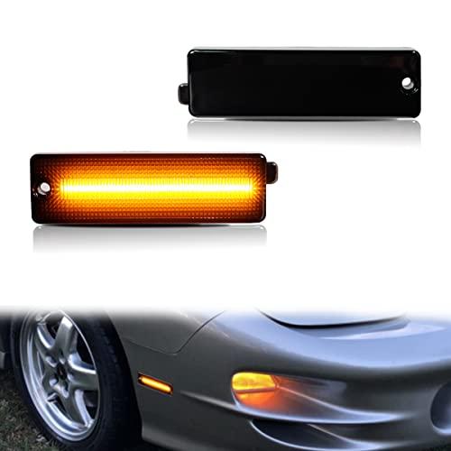 【並行輸入品】ADIIL ダークスモークレンズ アンバー LED フロントサイドマーカー シグナルライト バンパーリフレクターランプセット 19
