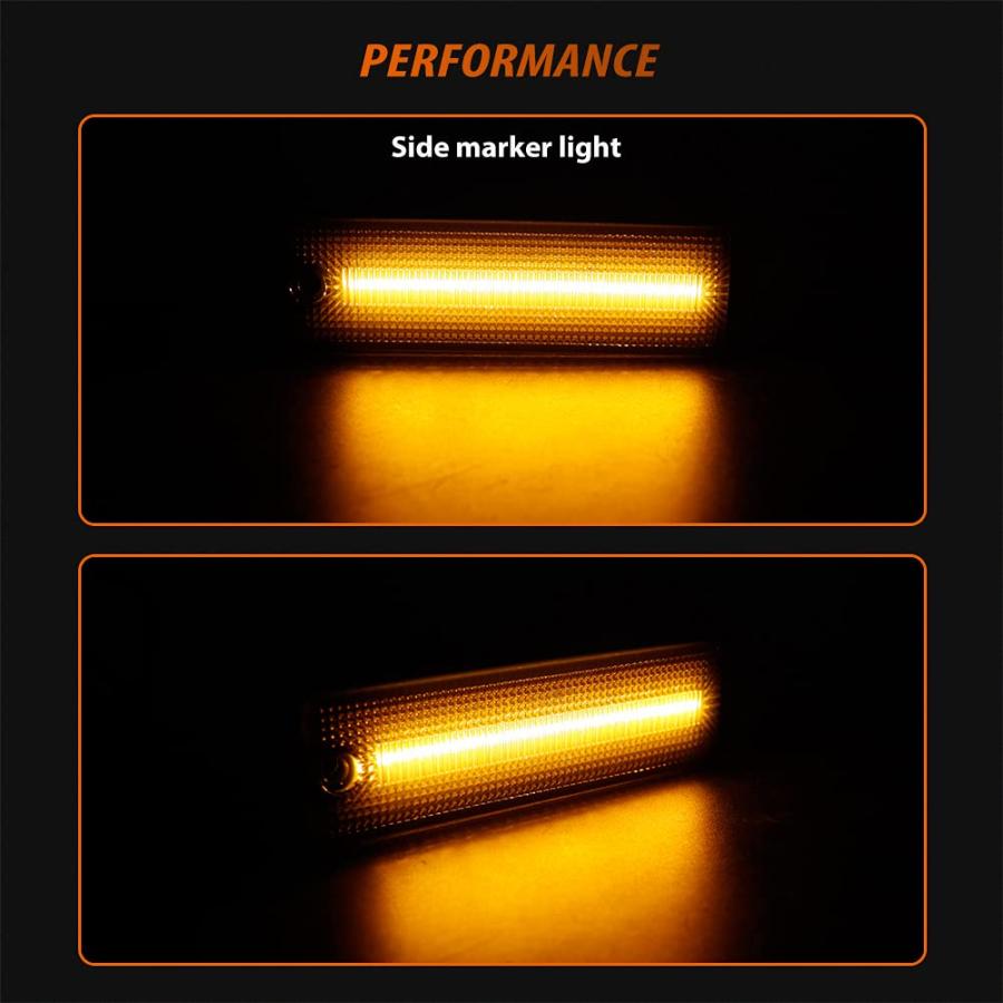 【並行輸入品】ADIIL ダークスモークレンズ アンバー LED フロントサイドマーカー シグナルライト バンパーリフレクターランプセット 19