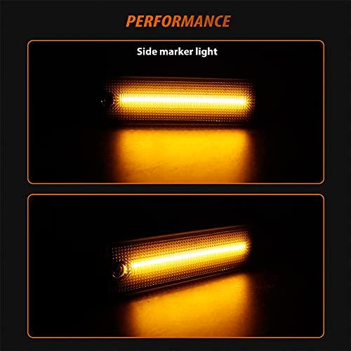 【並行輸入品】ADIIL ダークスモークレンズ アンバー LED フロントサイドマーカー シグナルライト バンパーリフレクターランプセット 19