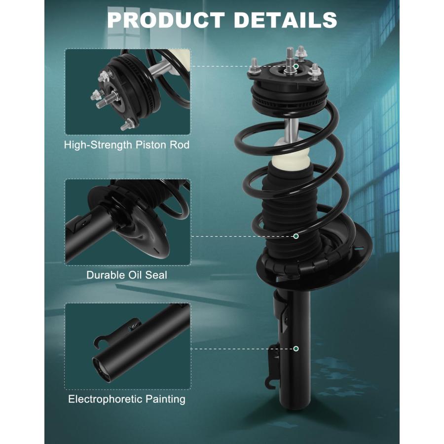 AUTOMUTO Strut Spring Assembly Front Pair struts and Shock Absor 並行輸入品_3