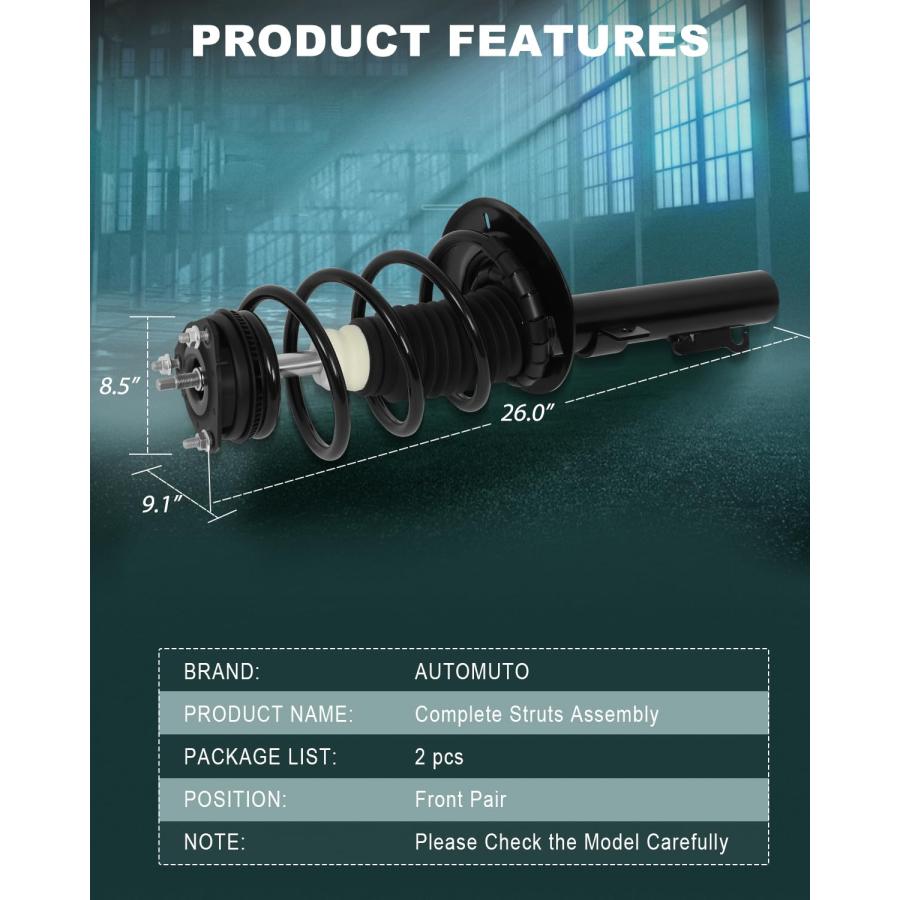 AUTOMUTO Strut Spring Assembly Front Pair struts and Shock Absor 並行輸入品_6