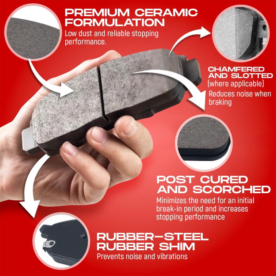R1 Concepts Rear Brakes and Rotors Kit |Rear Brake Pads| Brake R 並行輸入品_9