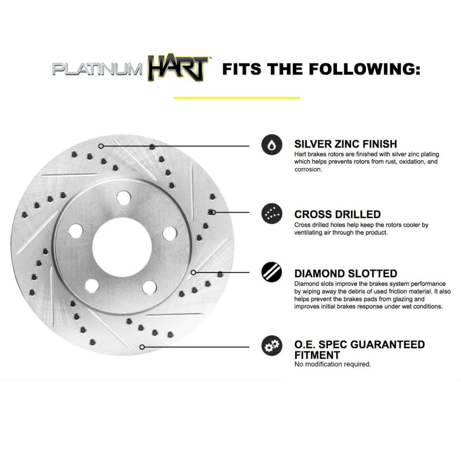 Hart Brakes Rear Brakes and Rotors Kit |Rear Brake Pads| Brake Ro 並行輸入品_2
