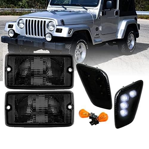 USR DEPO TJ LED Side Marker Lights 4 Pieces COMBO Smoke Bumper 並行輸入品_1