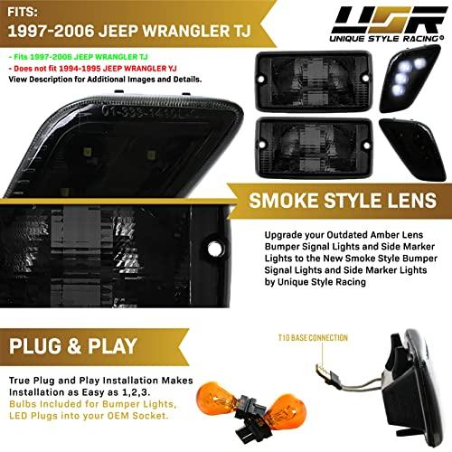 USR DEPO TJ LED Side Marker Lights 4 Pieces COMBO Smoke Bumper 並行輸入品_7