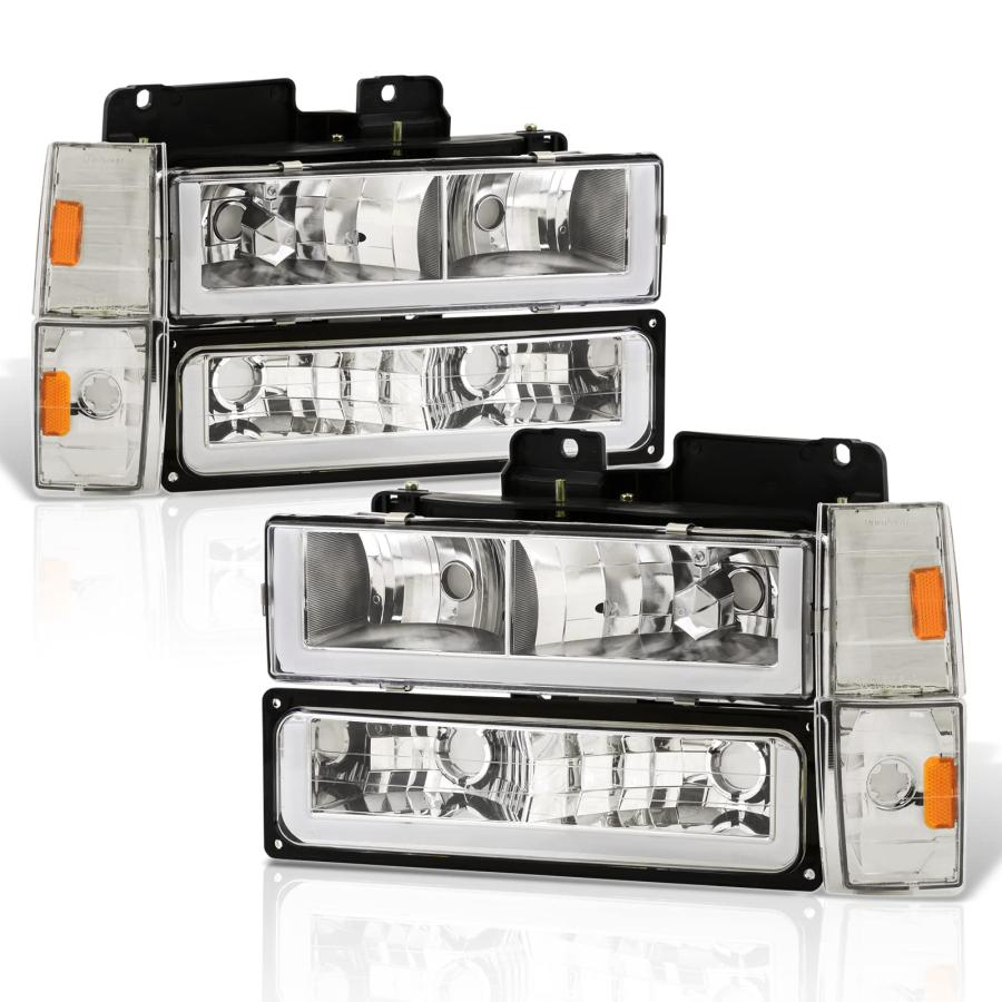 AJP Distributors Chrome Amber LED DRL Head Lights + Corner Bumpe 並行輸入品の画像