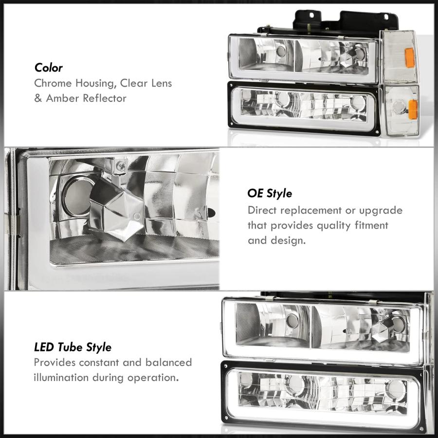 AJP Distributors Chrome Amber LED DRL Head Lights + Corner Bumpe 並行輸入品の画像