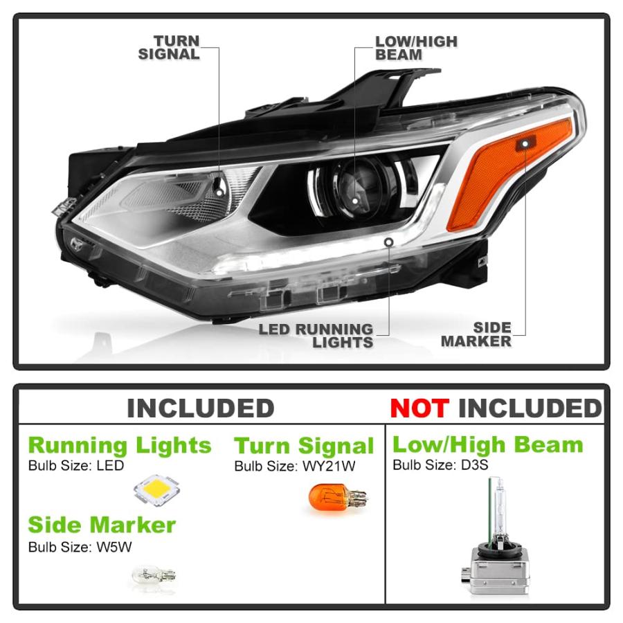 【並行輸入品】ACANII   [HID/キセノンモデル] 2018 2020 Chevy Traverse LED DRLプロジェクターヘッドの画像