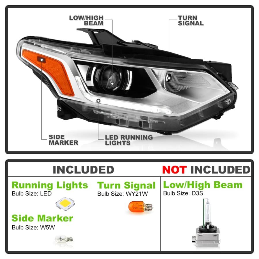 ACANII   [HID/キセノンモデル] 2018 2020 シボレー トラバース LED DRL プロジェクター ヘッドライ 並行輸入品の画像