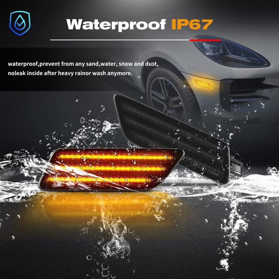 POPMOTORZ ポルシェ 流れて光るサイドマーカーランプファイバーLED シーケンシャル フェンダー フロントサイドマーカー  並行輸入品の画像