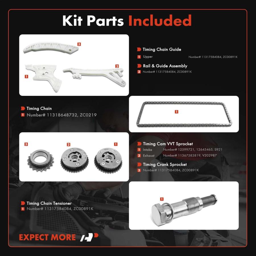 A Premium Engine Timing Chain Kit W/Tensioner [fits DOHC, 4Cyl 2 並行輸入品の画像