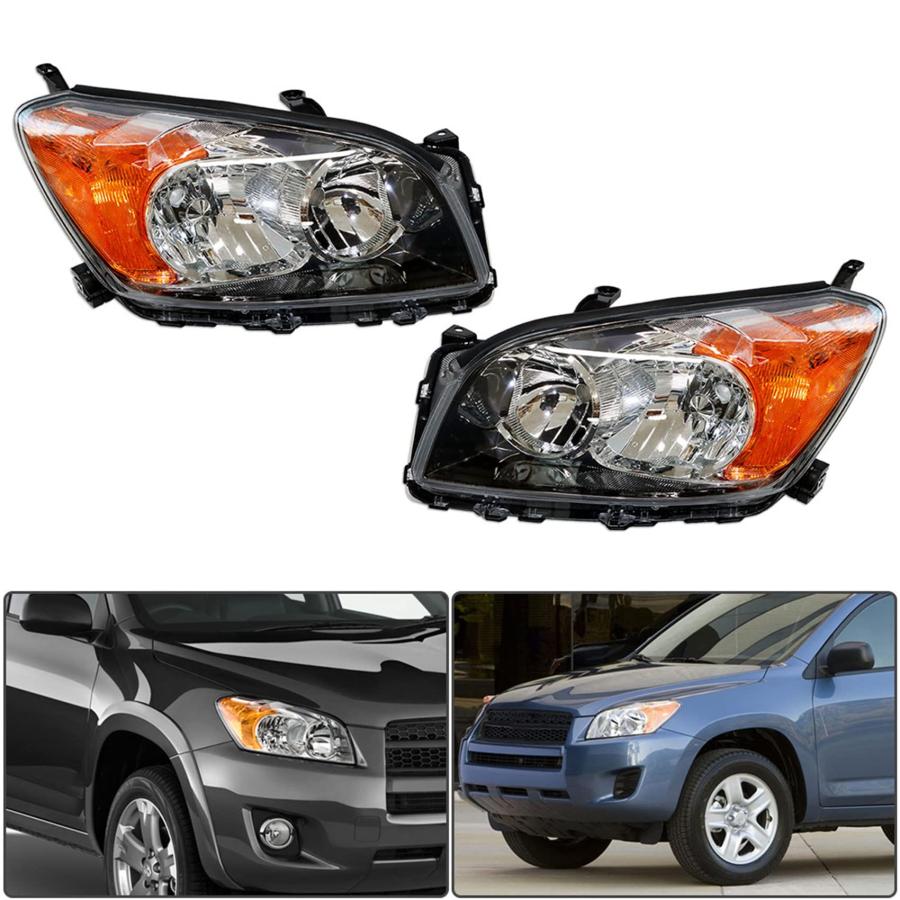 labwork 2009 2012 トヨタ Rav4 ブラック プロジェクターヘッドライトアセンブリ ペア 左側+右側 (助手席\u0026 並行輸入品_9