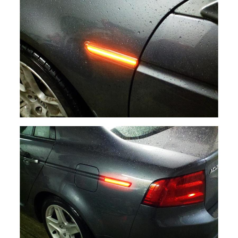 iJDMTOY スモークレンズ アンバー/レッド フルLEDサイドマーカーライトキット 2004 2008 Acura TL対応  並行輸入品の画像