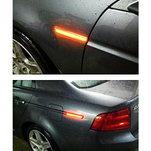 iJDMTOY スモークレンズ アンバー/レッド フルLEDサイドマーカーライトキット 2004 2008 Acura TL対応  並行輸入品の画像