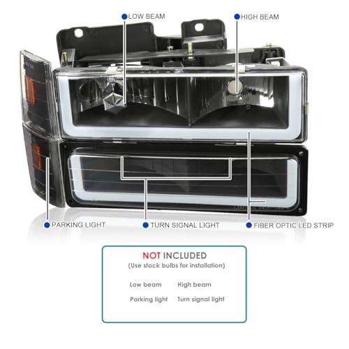 【並行輸入品】Spec D Tuning ブラックハウジングハウジングクリアレンズLEDバーヘッドライト+バンパーライト+コーナーランプ 198の画像