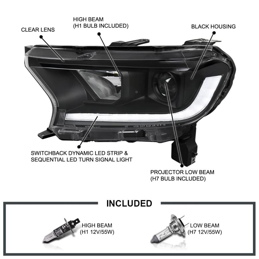 【並行輸入品】 Spec D Tuning Black Sequential Projector Headlights Compatible wの画像