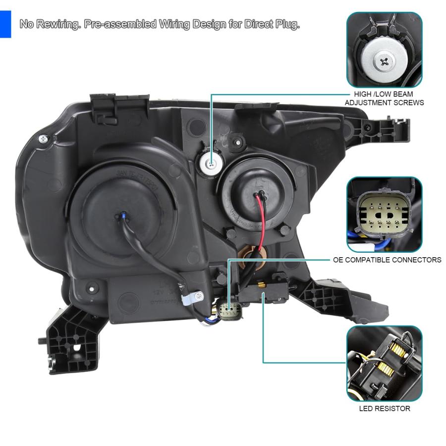 【並行輸入品】 Spec D Tuning Black Sequential Projector Headlights Compatible wの画像