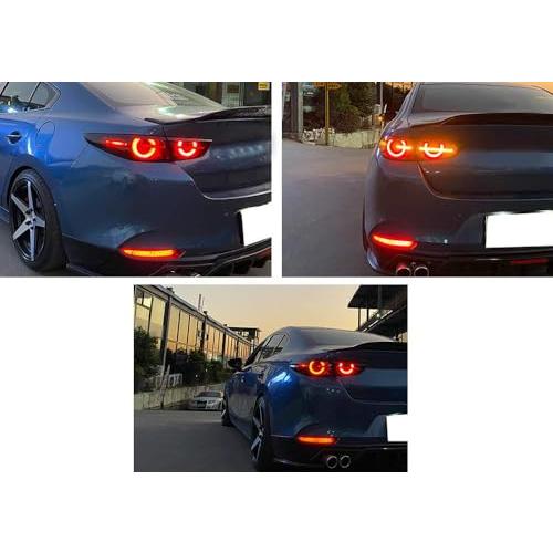 iJDMTOY レッドレンズ フルLEDバンパーリフレクターライト 2019年以降のMazda3 Axelaセダンに対応 テール/ 並行輸入品の画像