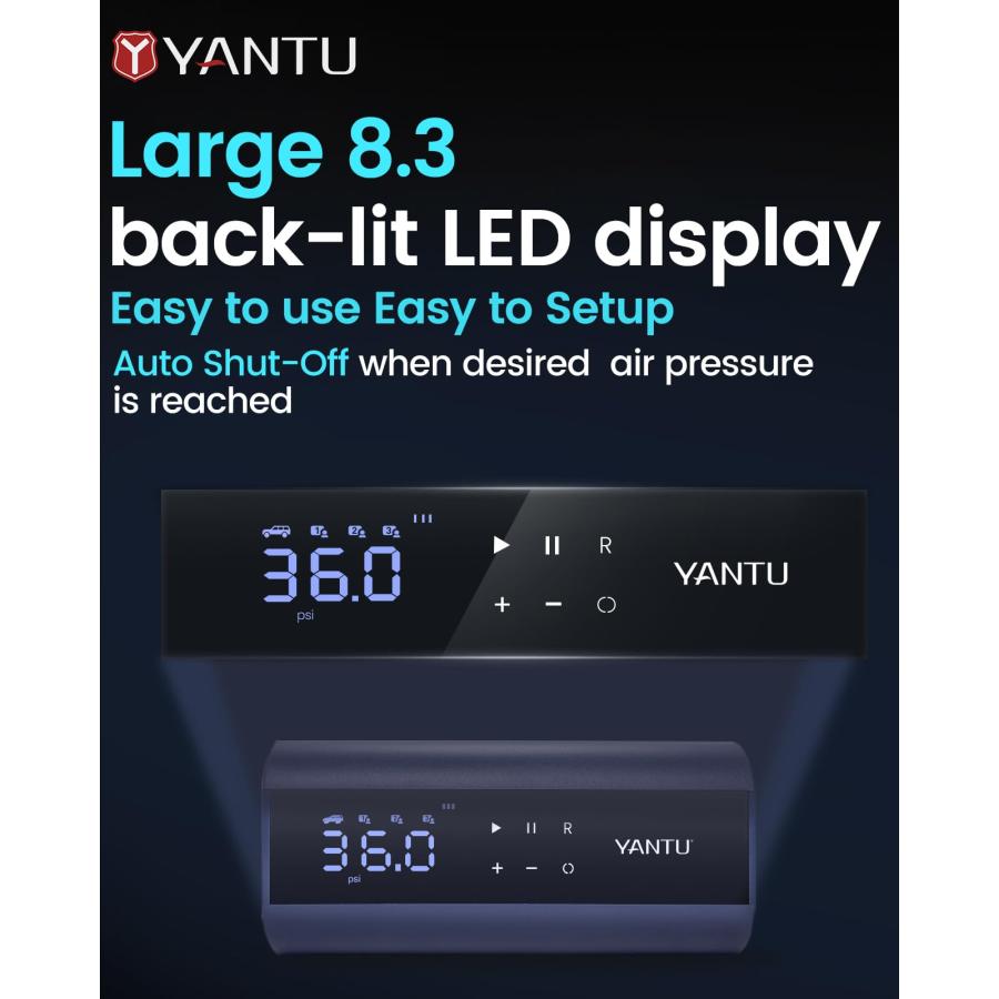 YANTU デュアルシリンダータイヤインフレーター ポータブルエア 