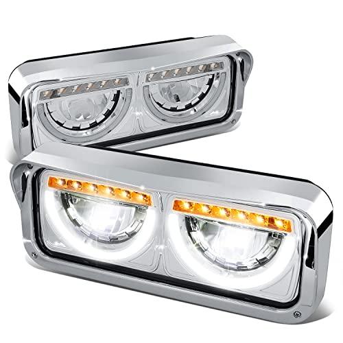 【並行輸入品】 Auto Dynasty Dual LED Halo Rings DRL Headlights Assembly Compatiの画像
