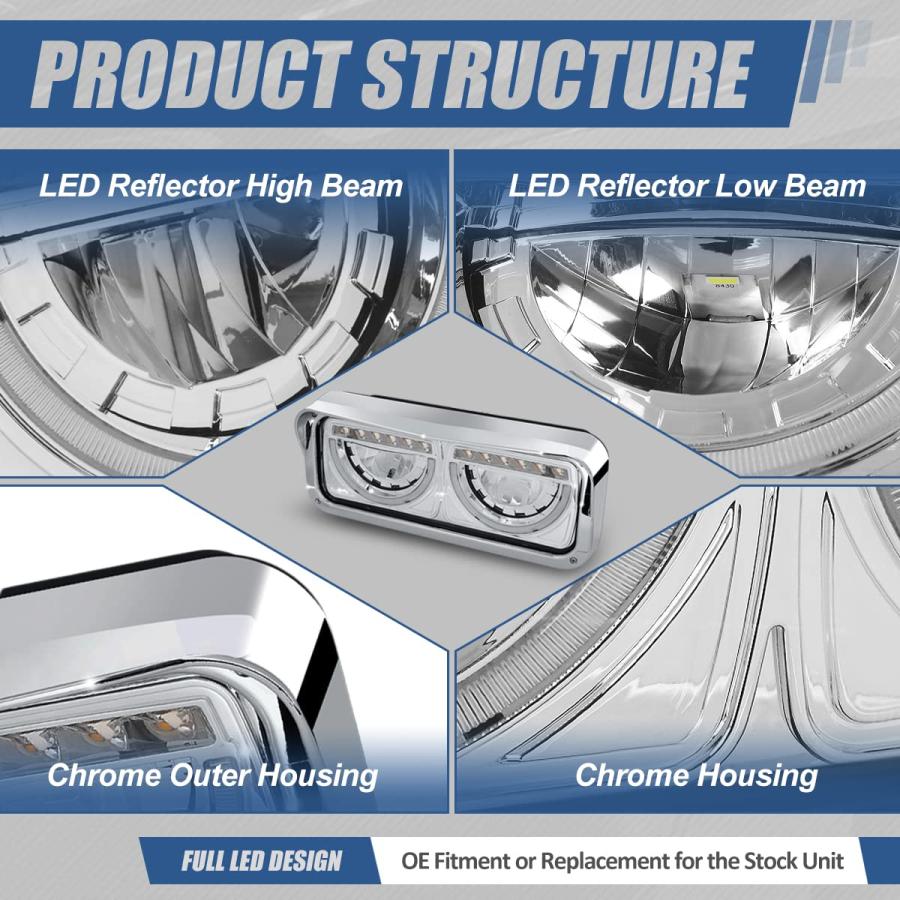 【並行輸入品】 Auto Dynasty Dual LED Halo Rings DRL Headlights Assembly Compatiの画像